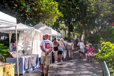 FUNCHAL, PORTUGAL - 20 AĞUSTOS 2021: Bu, belediye parkında bir bit pazarı.