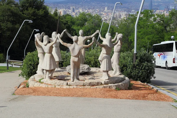 Barcelona España Mayo 2017 Monumento Danza Tradicional Sardana Parque Montjuic — Foto de Stock