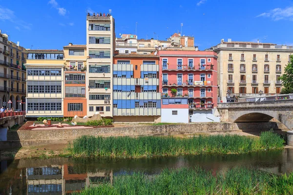 Girona Espagne Mai 2017 Sont Vieilles Maisons Colorées Long Lit — Photo