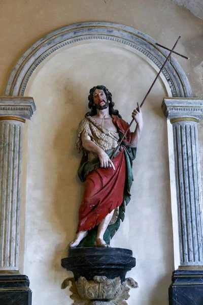 Giverny France August 2019 Old Wooden Statue John Baptist Interior — 图库照片