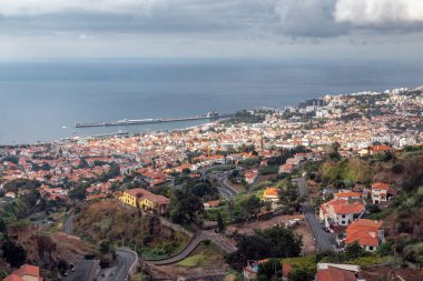 FUNCHAL, MADEIRA - AUGUST 24, 2021: This is a panoramic view of the city from the height of Monte Tropical Park.