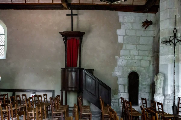 Giverny Francia Agosto 2019 Este Púlpito Predicador Interior Iglesia Medieval — Foto de Stock