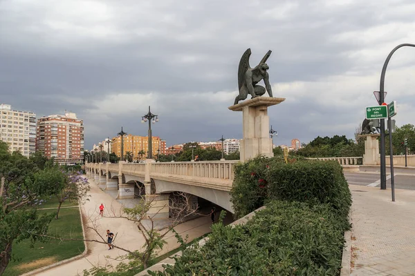 Valencia Espagne Mai 2017 Est Pont Monarchie Travers Ancien Lit — Photo