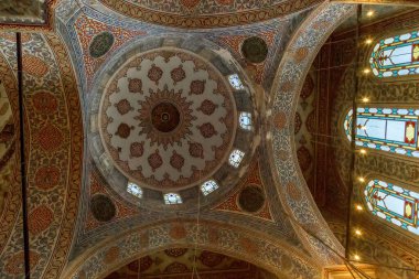 ISTANBUL, TURKEY - SEPTEMBER 13, 2017: This is interior view of the one of the domes of the side gallery of the Sultanahmet Mosque (Blue Mosque).