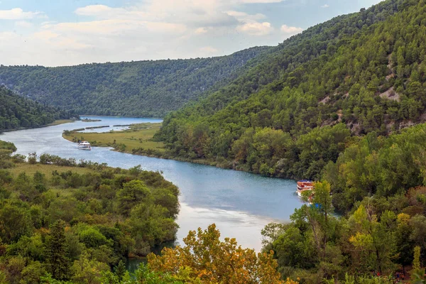 Croatia September 2016 Dit Het Nationaal Natuurreservaat Krka Met Pleziervaartuigen — Stockfoto