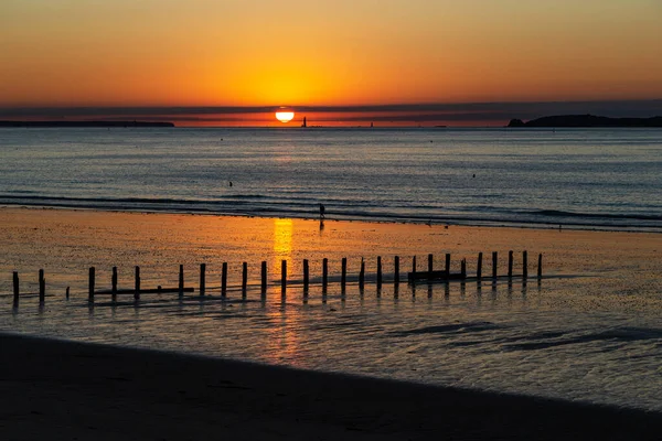 Este Pôr Sol Outono Costa Bretanha Maré Baixa — Fotografia de Stock