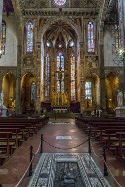 FLORENCE, İTALYA - 18 Eylül 2018: burası Santa Croce Bazilikası 'nın merkezi..