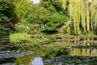 BÜYÜK, FRANCE - 31 AĞUSTOS 2019: Bu Claude Monet Estate Müzesi 'nin Su Bahçesi' ndeki ünlü nilüfer göleti.