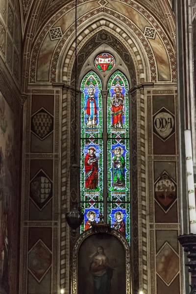 Florence Italy September 2018 One Stained Glass Windows Interior Basilica — 图库照片