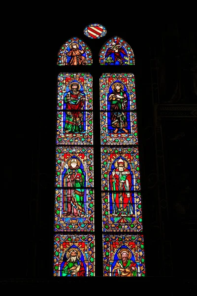 Florence Italy September 2018 One Stained Glass Windows Interior Basilica — 스톡 사진