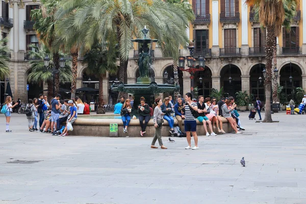 Barcelona Spain May 2017 Scene Fountain Royal Square Old City — Photo