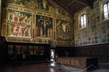 FLORENCE, ITALY - SEPTEMBER 18, 2018: This is the sacristy of the Basilica of Santa Croce, the decoration of which is a masterpiece of the Renaissance.