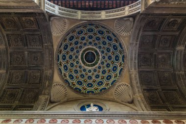 FLORENCE, ITALY - SEPTEMBER 18, 2018: This is the dome of the gallery of the Pazzi Chapel of the Franciscan monastery adjacent to the Basilica of Santa Croce.