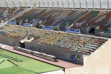 LATRUN, ISRSAEL - SEPTEMBER 18, 2017: This is a fragment of the layout of the Jerusalem Teddy stadium Airport in the Mini Israel miniature park.