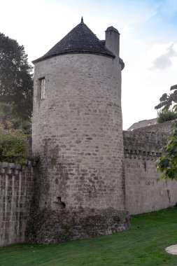 QUIMPER, FRANCE - SEPTEMBER 5, 2019: This is one of the surviving medieval towers and the remains of the city fortress wall.