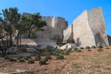 SIBENIK, CROATIA - SEPTEMBER 12, 2016: It is a steep climb up the hill with fortress of St. Michael.