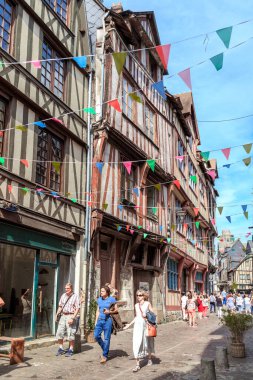 ROUEN, FRANCE - AUGUST 31, 2019: This is a medieval half-timbered building of one of the streets of the historical center of the city.