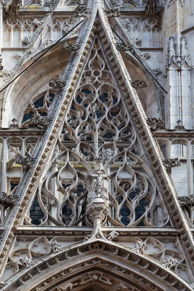 Rouen France August 2019 Gothic Detail Main Portal Church Sant — Stock Photo, Image