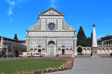 FLORENCE, İTALYA - 18 Eylül 2018: Santa Maria Novella Bazilikası (15. yüzyıl)).