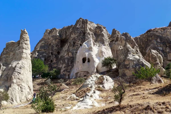 Goreme Turquía Octubre 2020 Son Rocas Toba Origen Volcánico Con — Foto de Stock