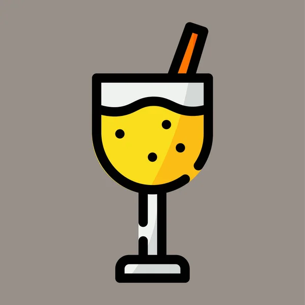 Alkohol Symbol Oder Logo Illustration Vektorgrafik Mit Glas Und Stroh — Stockvektor