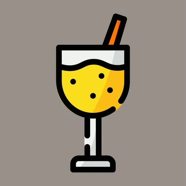 Alcohol Icon Logo Illustration Vector Graphic Glass Straw Perfect Use — Stock Vector