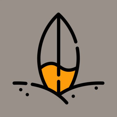 Gri arkaplanı olan sörf tahtası simgesi veya logo illüstrasyon vektörü grafiği. ui, web sitesi, şablon, tasarım vb için mükemmel kullanım.