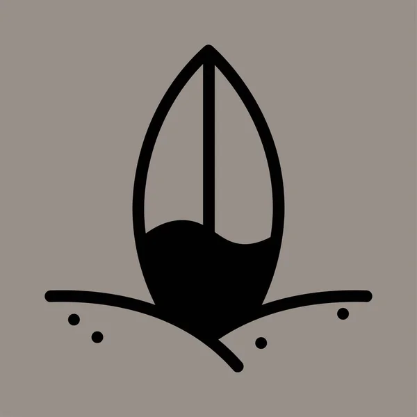 Icône Planche Surf Logo Illustration Vectorielle Graphique Avec Fond Gris — Image vectorielle