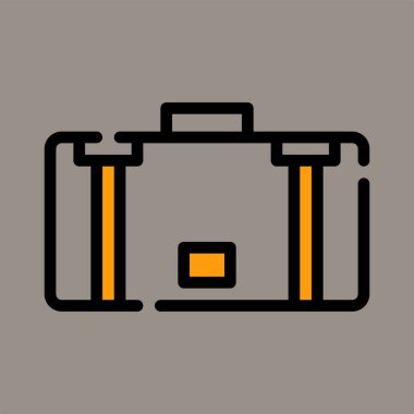 Gri arkaplanı olan bavul simgesi veya logo illüstrasyon vektörü grafiği. ui, web sitesi, şablon, tasarım vb için mükemmel kullanım.