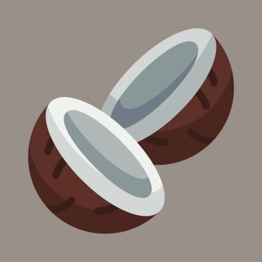 Hindistan cevizi simgesi veya logo illüstrasyon vektörü grafik gri arkaplan. ui, web sitesi, şablon, tasarım vb için mükemmel kullanım.