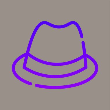 Simge, logo, gri arka planda izole edilmiş kovboy şapkasının vektör çizimi. Hayvancılık, kültür, koruma ve logolar için uygun.