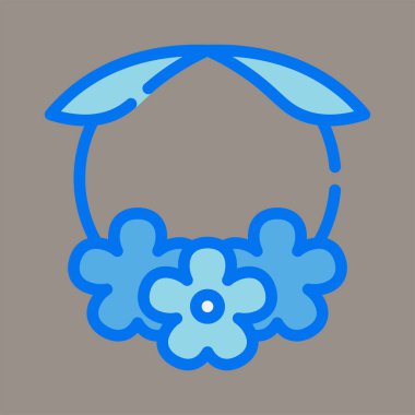 Gri arka planda izole edilmiş çiçek kolyesinin ikon, logo, vektör çizimi. Turizm, moda, Hawaii, bali, desenler ve logolar için uygun.