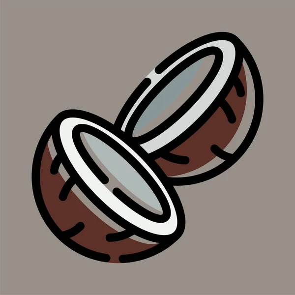 Coconut Icon Logo Illustration Vector Graphic Gray Background Perfect Use — Vetor de Stock