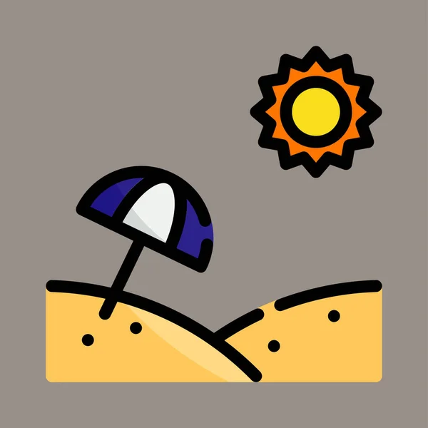 Beach Parasol Icon Logo Illustration Vector Graphic Gray Background Perfect — Image vectorielle