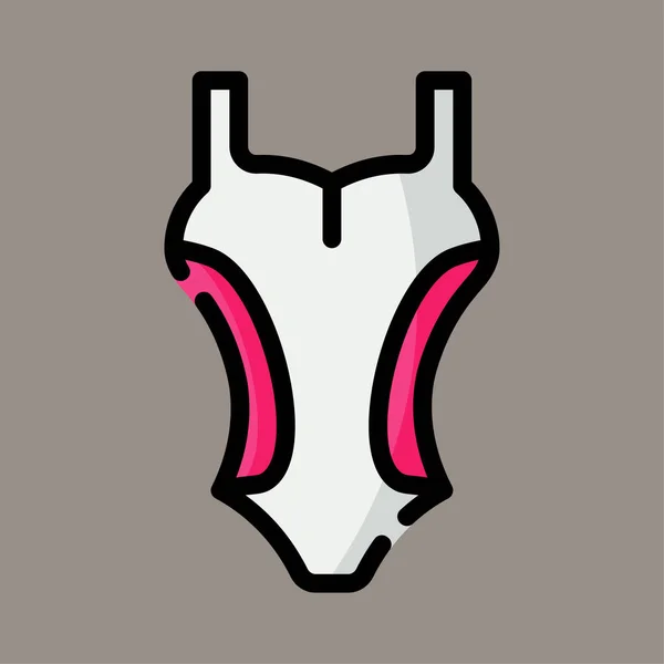 Icona Logo Illustrazione Vettoriale Del Costume Bagno Femminile Isolato Con — Vettoriale Stock