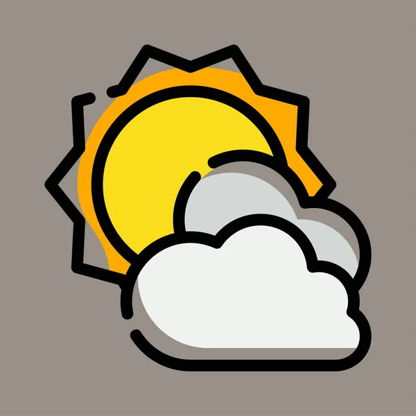 Symbol Logo Vektorillustration Von Sonne Und Wolke Isoliert Auf Grauem — Stockvektor