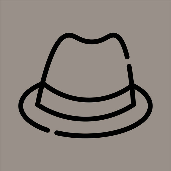 Icon, logo, vector illustration of a cowboy hat isolated on gray background. suitable for animal husbandry, culture, protection and logos.