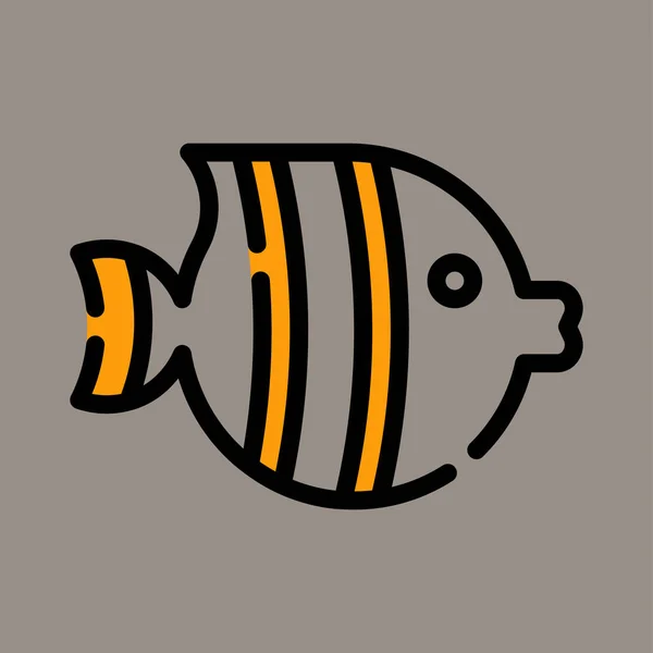 Εικονίδιο Λογότυπο Διανυσματική Απεικόνιση Των Ψαριών Που Απομονώνονται Γκρι Φόντο — Διανυσματικό Αρχείο