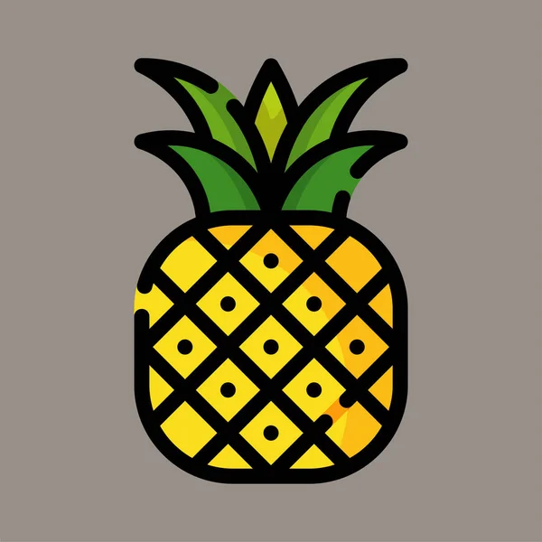 Ананасова Ікона Логотип Векторні Ілюстрації Ізольовані Сірому Фоні Підходить Їжі — стоковий вектор