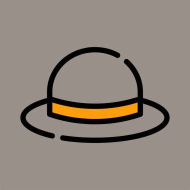 Icon, logo, vector illustration of Pamela's hat isolated on gray background. sun hat. perfect for holiday, fashion, beach, patterns and logos.