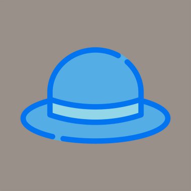 Icon, logo, vector illustration of Pamela's hat isolated on gray background. sun hat. perfect for holiday, fashion, beach, patterns and logos.