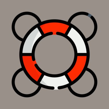 Simge, logo, gri arka planda izole edilmiş bir şamandıranın vektör çizimi. Plajlar, yüzme havuzları, desenler ve logolar için uygun.