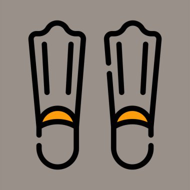 Yüzgecin gri arka planda izole edilmiş simgesi, logosu, vektör çizimi. Dalış, tasarım ve logolar için uygun.