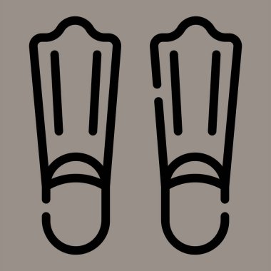 Yüzgecin gri arka planda izole edilmiş simgesi, logosu, vektör çizimi. Dalış, tasarım ve logolar için uygun.