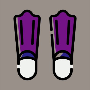 Yüzgecin gri arka planda izole edilmiş simgesi, logosu, vektör çizimi. Dalış, tasarım ve logolar için uygun.