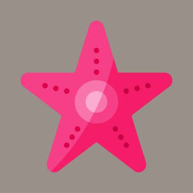 Simge, logo, gri arka planda izole edilmiş deniz yıldızının vektör çizimi. Turizm, hayvanlar, desenler, tasarımlar ve logolar için uygun.