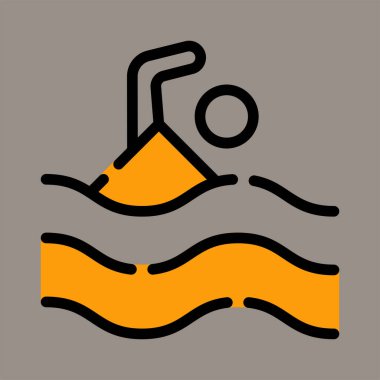 Gri arka planda izole edilmiş yüzme ikonu, logo, vektör çizimi. Tatil, spor, yüzme havuzları, desenler, tasarımlar ve logolar için uygun.