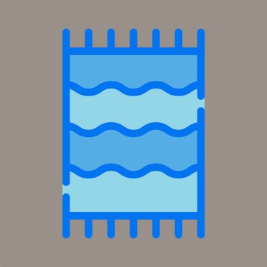 Gri arka planda izole edilmiş havlunun simgesi, logosu, vektör çizimi. Güzellik, banyo amaçları, desenler, tasarımlar ve logolar için uygun.