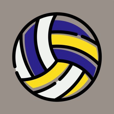 Gri arka planda izole edilmiş voleybol ikonu, logo, vektör çizimi. Spor, okullar, modeller, tasarımlar ve logolar için uygun.