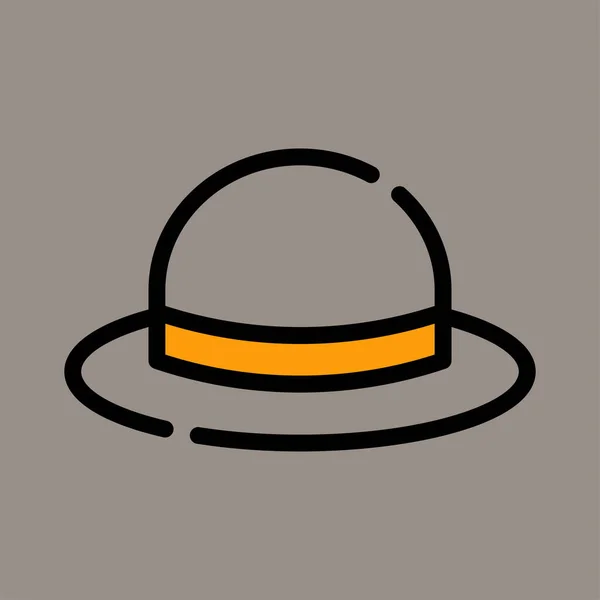 Εικονίδιο Λογότυπο Διανυσματική Απεικόνιση Του Καπέλου Της Πάμελα Γκρι Φόντο — Διανυσματικό Αρχείο